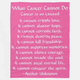 Cobertor De Velo Que Cancer Não Pode Fazer O Poem Pink Chemo Blank