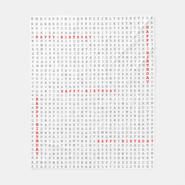 Cobertor De Velo Quebra-cabeça da busca da palavra do feliz (Frente)