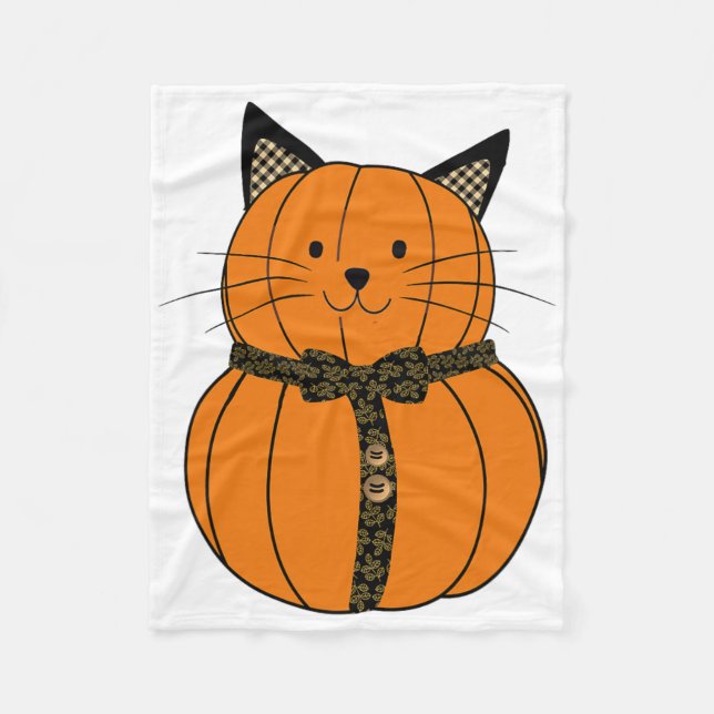 Cobertor De Velo Queda Ação de Graças Pumpkin Cabeça de Gato (Frente)