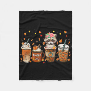 Cobertor De Velo Queda Café Pumpkin Spice Latino do outono Raccoo