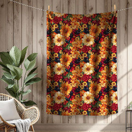 Cobertor De Velo Queda Colheita Floral Pumpkin Fleece Blanket