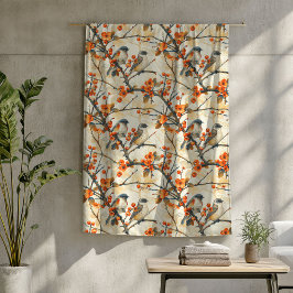 Cobertor De Velo Queda de Jardins e Flores de Cobre Marrom Laranja