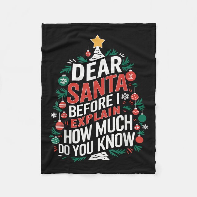 Cobertor De Velo Querido Papai Noel Eu Posso Explicar Pijamas Engra (Frente)