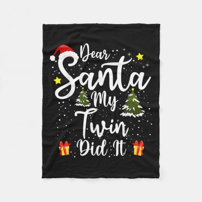 Cobertor De Velo Querido Papai Noel Meu Gêmeo Fez Isso Camisa de Na (Frente)