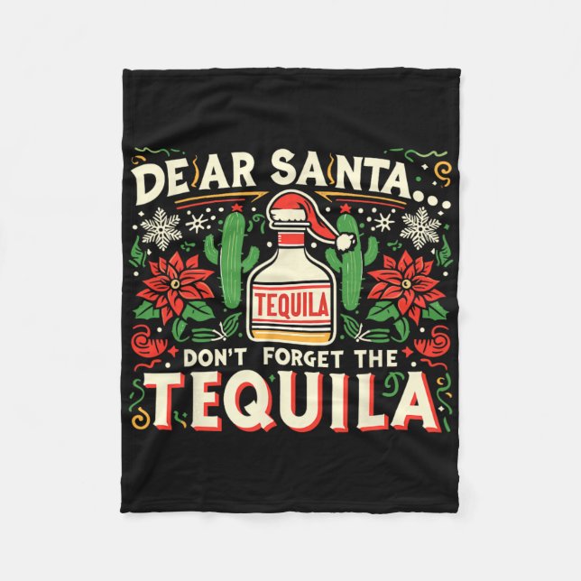 Cobertor De Velo Querido Papai Noel Não Esqueça O Tequila Engraçado (Frente)