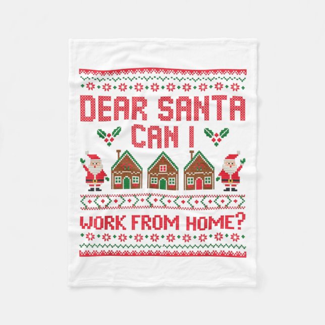 Cobertor De Velo Querido Papai Noel Posso Trabalhar De Casa Funny U (Frente)