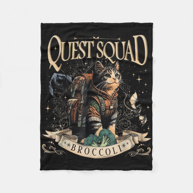 Cobertor De Velo Quest Fantasy Squad Broccoli Kitten Engraçado Cat (Frente)
