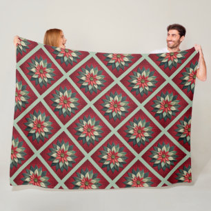 Cobertor De Velo Quilado Poinsettia Fleece Blanket