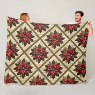 Cobertor De Velo Quilado Poinsettia Fleece Blanket