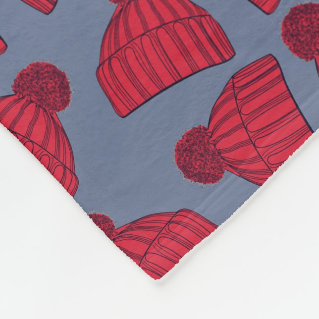 Cobertor De Velo Quirky Red and Blue Bobble Hats Pattern (Quina)