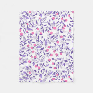 Cobertor De Velo Rabiscos flóricos cor-de-rosa e violeta