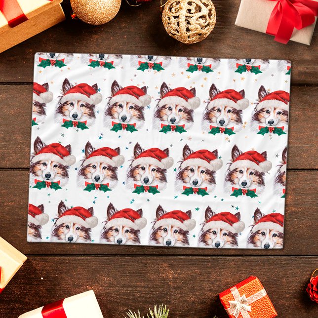 Cobertor De Velo Raça de Cachorro Sheltie Estrelas de Natal (Criador carregado)