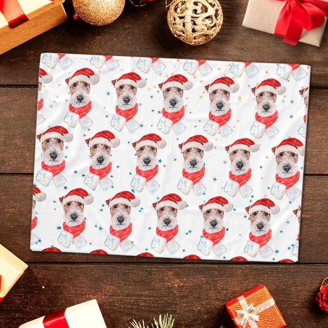 Cobertor De Velo Raça de Cão Wire Fox Terrier Estrelas de Natal (Criador carregado)