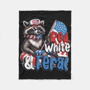 Cobertor De Velo Raccoon 4 De Julho Patriótico Vermelho Branco E F