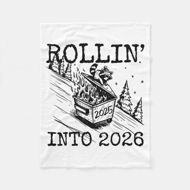 Cobertor De Velo Raccoon Rolling Into 2026 Happy New Year 2026 Funn (Frente)