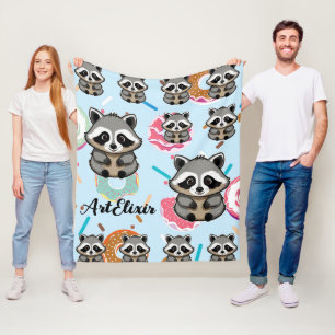 Cobertor De Velo Raccoon Sitting Sweet Background Impressão