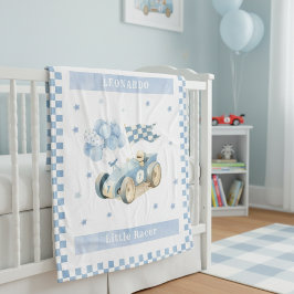 Cobertor De Velo Racing Car Checkered Blue Flag Little Racer