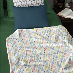 Cobertor De Velo Rackets Tênis coloridos estampados em branco