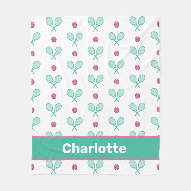 Cobertor De Velo Rackets tênis verdes cruzados com nome personaliza (Frente)