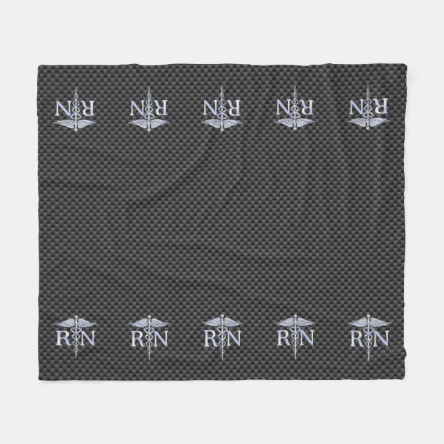 Cobertor De Velo Racy Registered Nurse RN Silver Caduceus Cobras (Frente (Horizontal))