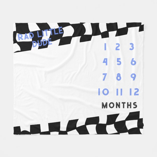 Cobertor De Velo "Rad Little Cara" Cheque Milestone Fleece Blanket (Frente (Horizontal))