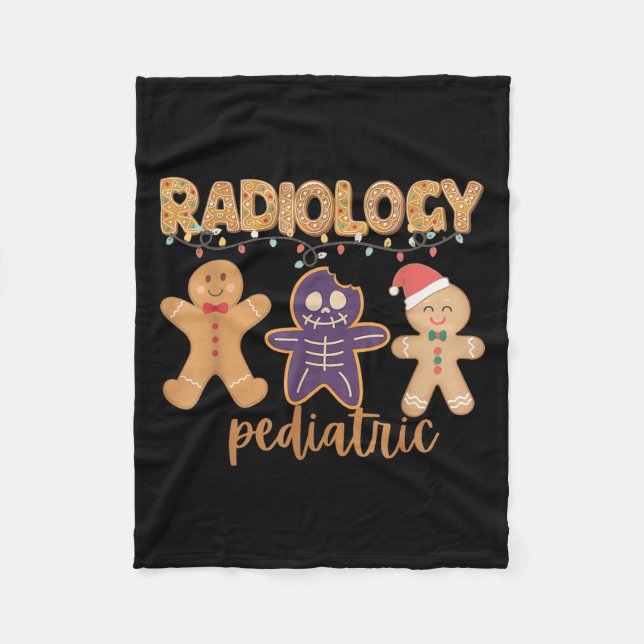 Cobertor De Velo Radiology Tech Pediatric Christmas Gingerbread Man (Frente)