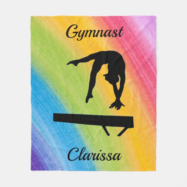 Cobertor De Velo Rainbow Gymnastics Beam Personalizado (Frente)