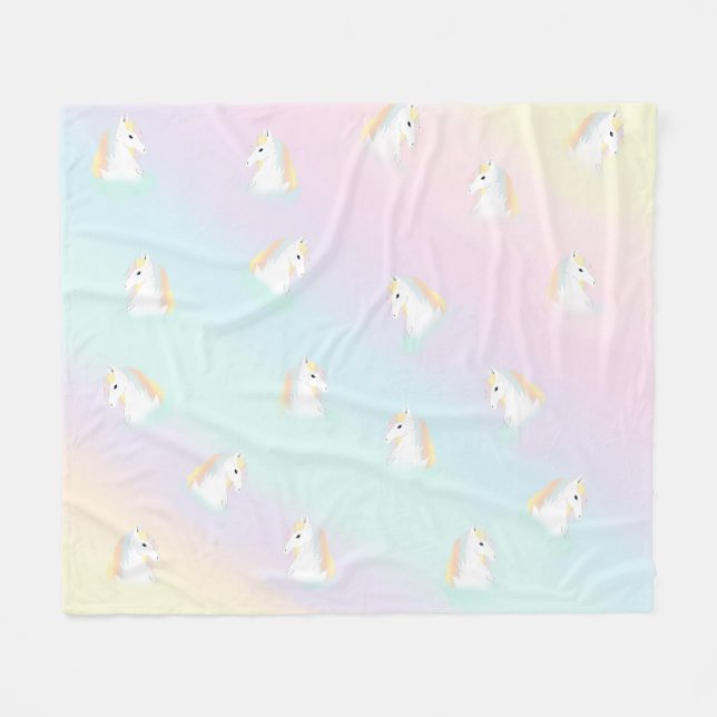 Cobertor De Velo Rainbow Horse Unicorn Equestrian Girly (Frente (Horizontal))
