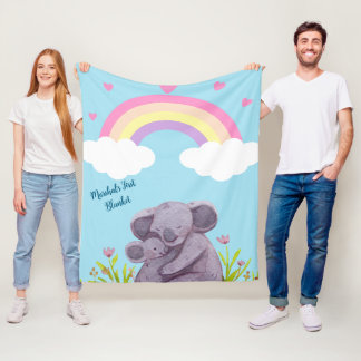 Cobertor De Velo Rainbow Koala Animal Fleece Blanket Personalizado