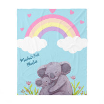 Rainbow Koala Animal Fleece Blanket Personalizado