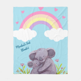 Cobertor De Velo Rainbow Koala Animal Fleece Blanket Personalizado