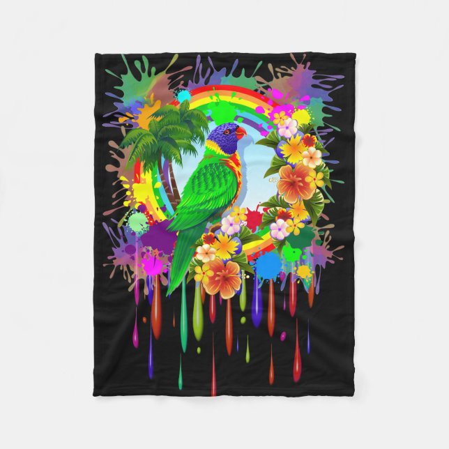 Cobertor De Velo Rainbow Lorikeet Parrot Fleece_Blanket (Frente)