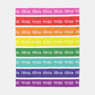 Cobertor De Velo Rainbow Personalised Kids Name Blanket Gift