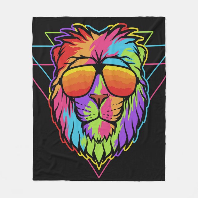 Cobertor De Velo Rainbow Vibes Lion (Frente)