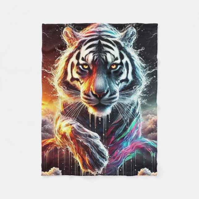 Cobertor De Velo Rainbow White Tiger (Frente)