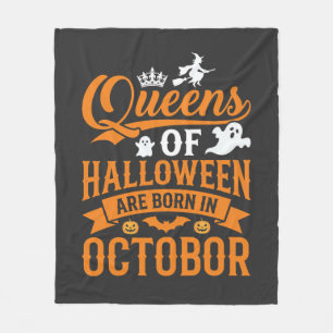 Cobertor De Velo Rainhas do Halloween Nascidas em Outubro Tipografi
