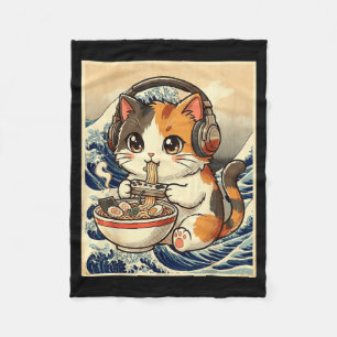 Cobertor De Velo Ramen de Gato Anime Gamer Arte Japonês Retro Vinta