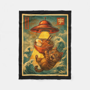 Cobertor De Velo Ramen de Gato Ufo Engraçado Homens Mulheres Adoles