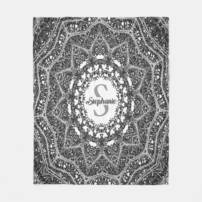 Cobertor De Velo Ramificação de Árvore Branca e Preta Personalizada (Frente)