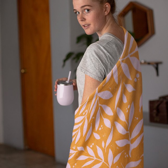 Cobertor De Velo ramos bonito - laranja e rosa (Criador carregado)