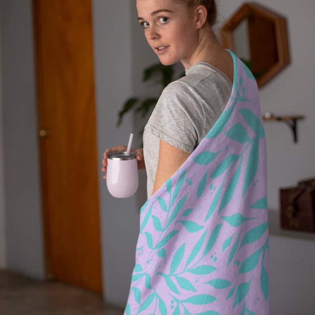 Cobertor De Velo ramos bonito - turquesa e adolescente violeta (Criador carregado)