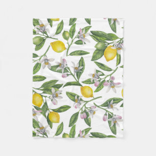 Cobertor De Velo Ramos de limão com flores e fruta em branco