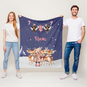 Cobertor De Velo Rapariga de Natal Reindeer Candy Candy Fairies
