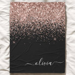 Cobertor De Velo Rapariga do Monograma de Script Brilhante Cor-de-r<br><div class="desc">Rosa Dourado - Nome do Monograma do Script Glitter Glitter Glitter Cor-de-Rosa e Preto e Folheto de Folha Inicial. Isto faz o doce e perfeito aniversário de 16 anos, casamento, chá de panela, aniversário, chá de fraldas ou festa de solteira presente para alguém que ama luxo de luxo e estilos...</div>