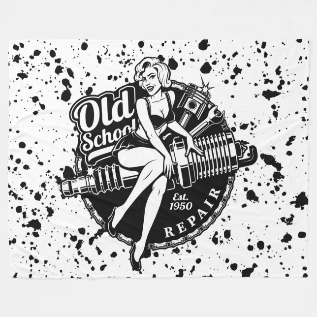 Cobertor De Velo Rapariga do Pin-Up na Escola Antiga (Frente (Horizontal))