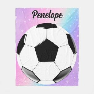Cobertor De Velo Rapariga Futebol Ball Pastel Stars Nome Personaliz