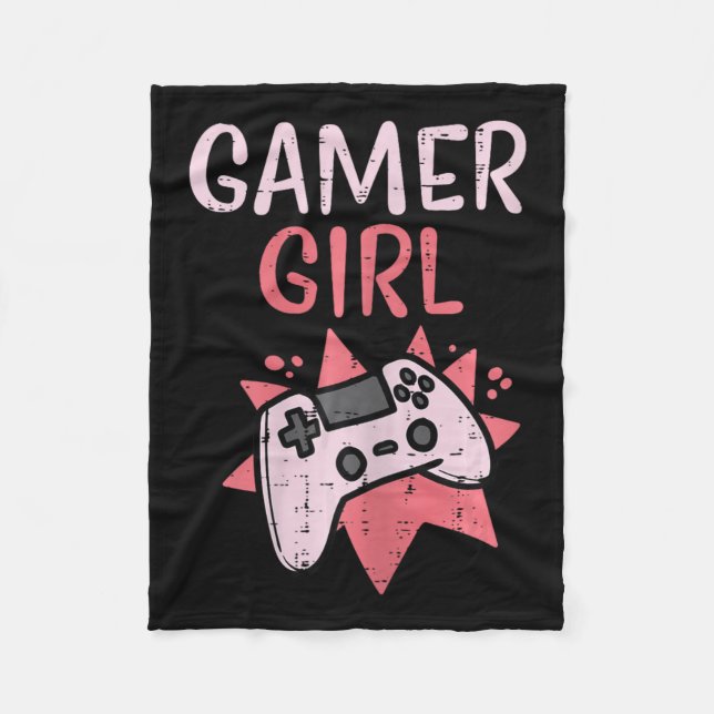 Cobertor De Velo Rapariga Rosa Game Controller Gaming Mulheres (Frente)