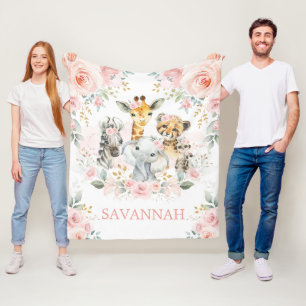 Cobertor De Velo Rapariga Selvagem Selvagem Floral Rosa Esbranquiç