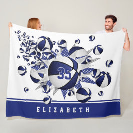 Cobertor De Velo raparigas basketball estrelas azul branco
