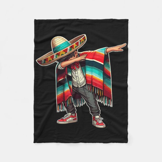 Cobertor De Velo Rapaz Mexicano Dabbing Poncho Funny Cinco De Mayo  (Frente)